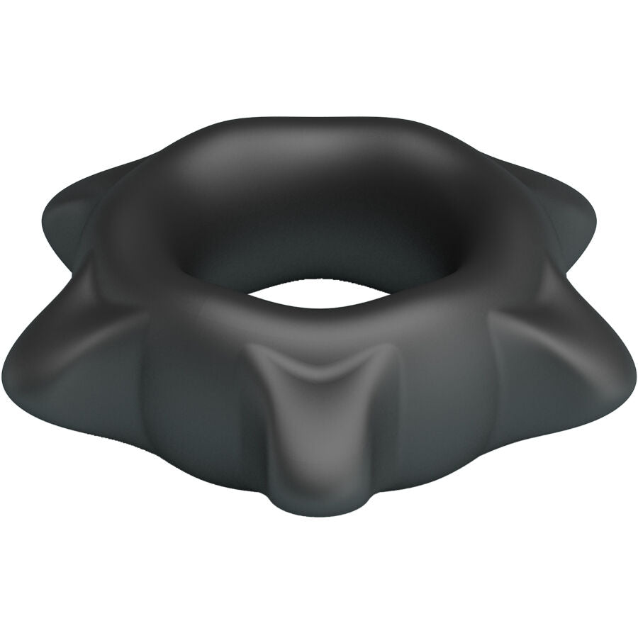 Anneau en silicone noir Crazy Bull Ethaniel Modèle 11, design ergonomique avec contours ondulés pour confort optimal.