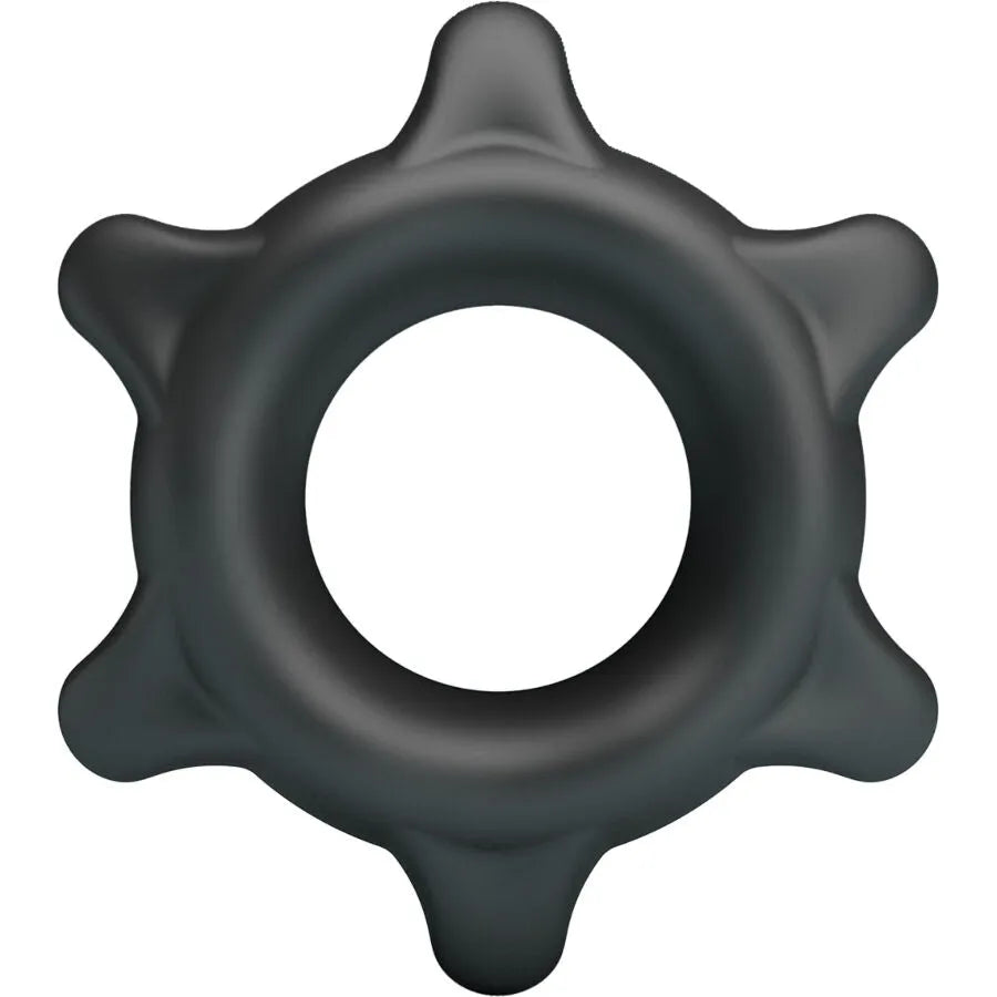Bague en silicone noire Crazy Bull Ethaniel Modèle 11, design ergonomique pour contrôle et plaisir masculin.