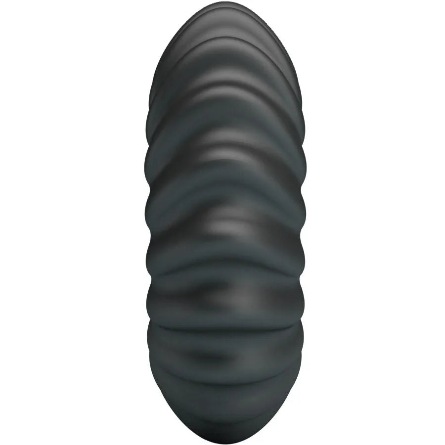 Bague en silicone noire Crazy Bull Fitz Modèle 8, texture ondulée pour stimulation intense et confort masculin.