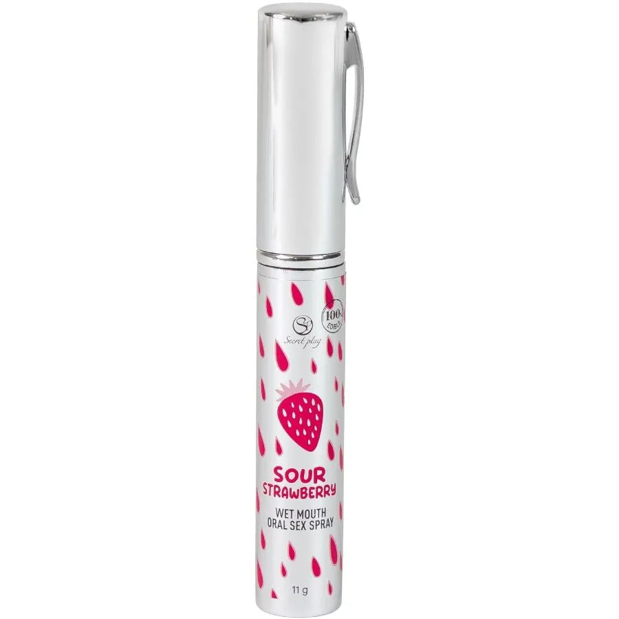 Spray oral érotique à la fraise acide discret portable pour intimité rafraîchissante