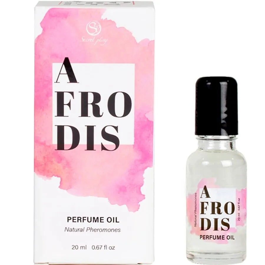 huile parfumée Afrodis phéromones naturelles femme caramel envoûtant sensuel intime séduction charme quotidien compact élégant verre transparent bouchon noir 20ml