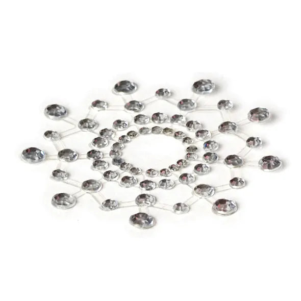 Bijoux décoratifs argentés pour tétons, design circulaire avec strass brillants, élégance sensuelle.