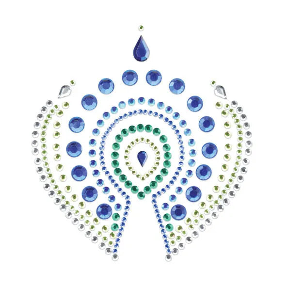 Bijoux intimes lumineux bleu et vert, motif élégant en strass pour sublimer la sensualité du corps.