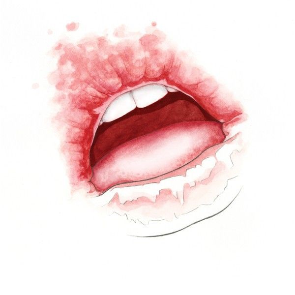Bouche aquarelle rouge ouverte, évoquant plaisir oral intense avec bonbons mentholés à la menthe, 12 unités.