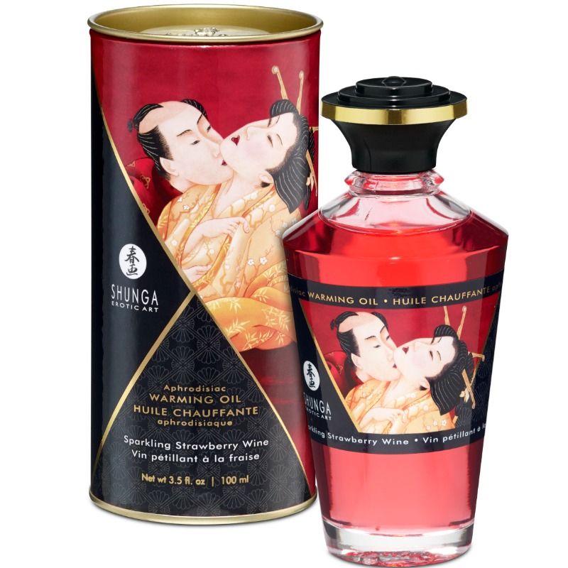 Shunga - Huile De Massage Effet Chaleur Fraises Et Cava 100 Ml