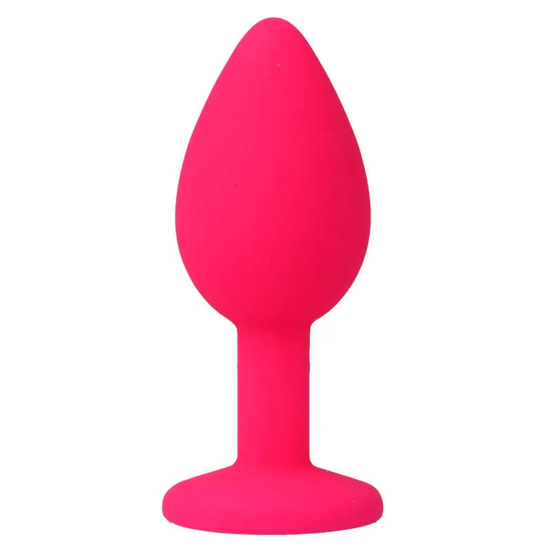 Plug anal silicone fuchsia conique base diamant jouet intime luxe stimulation anale discrétion couple