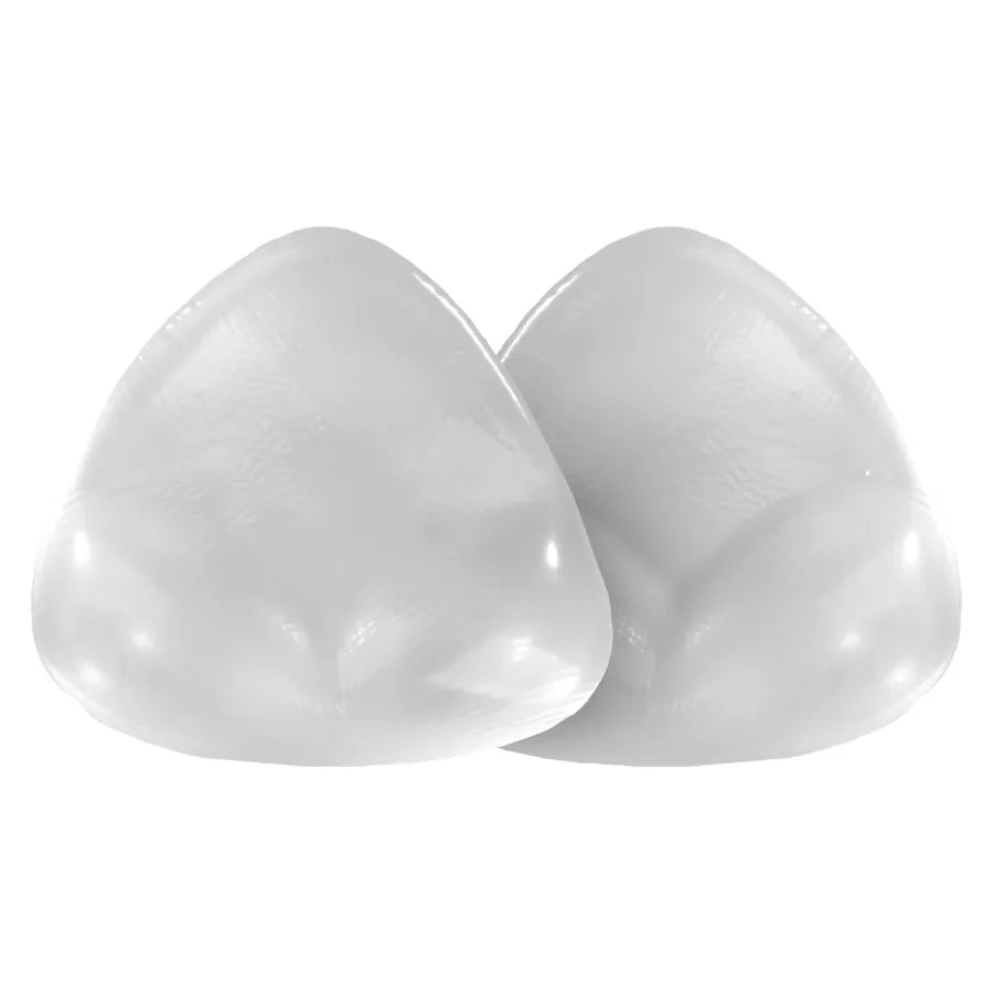 Coussinets push-up imperméables transparents, forme triangulaire, matériau gel doux pour soutien et volume poitrine.