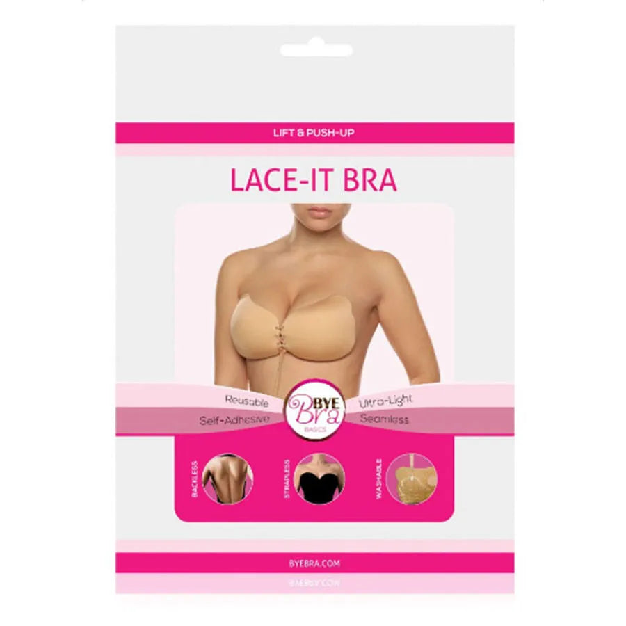 Soutien-gorge beige sans bretelles, dentelle, push-up, autocollant, réutilisable, ultra léger, invisible sous vêtements.