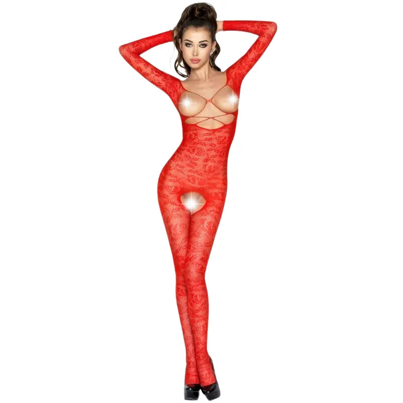 PASSION - FEMME BS031 BODYSTOCKING ROUGE
