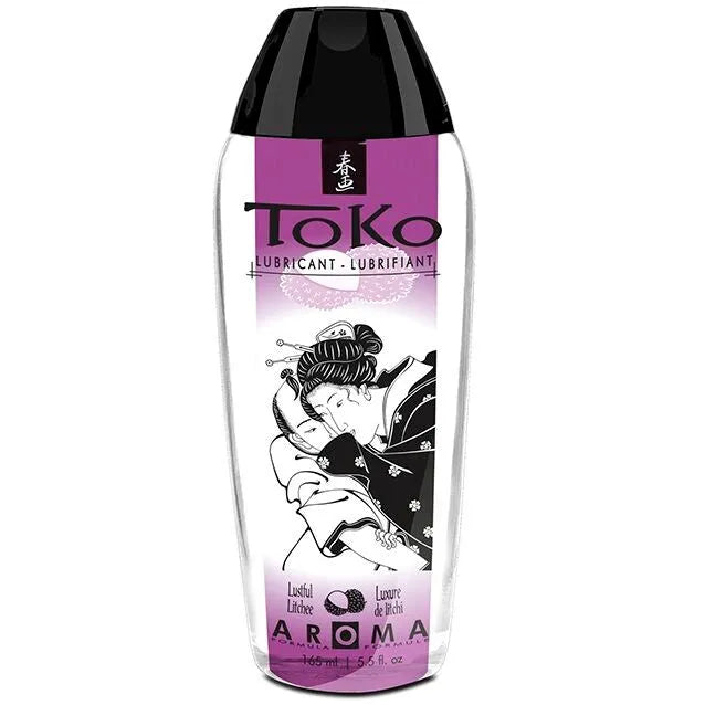 Lubrifiant intime Toko Aroma Shunga Litchee Lustful, 165ml, design japonais, doux, sans goût, compatible latex, moments passionnels