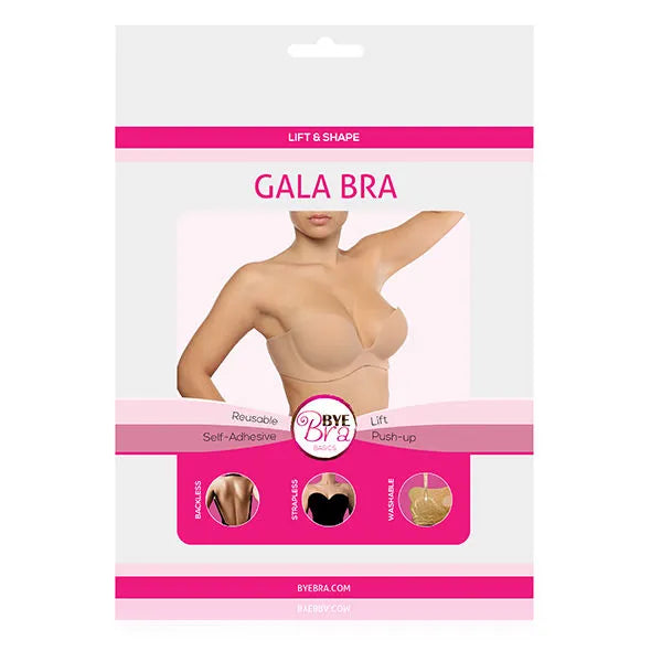 Soutien-gorge beige balconnet Gala, push-up adhésif, idéal robe dos nu, galbe et soulève la poitrine.