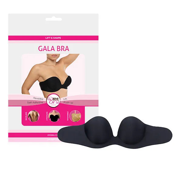 Soutien-gorge noir balconnet Gala, push-up adhésif, idéal robe dos nu, soulève et galbe la poitrine pour silhouette parfaite.