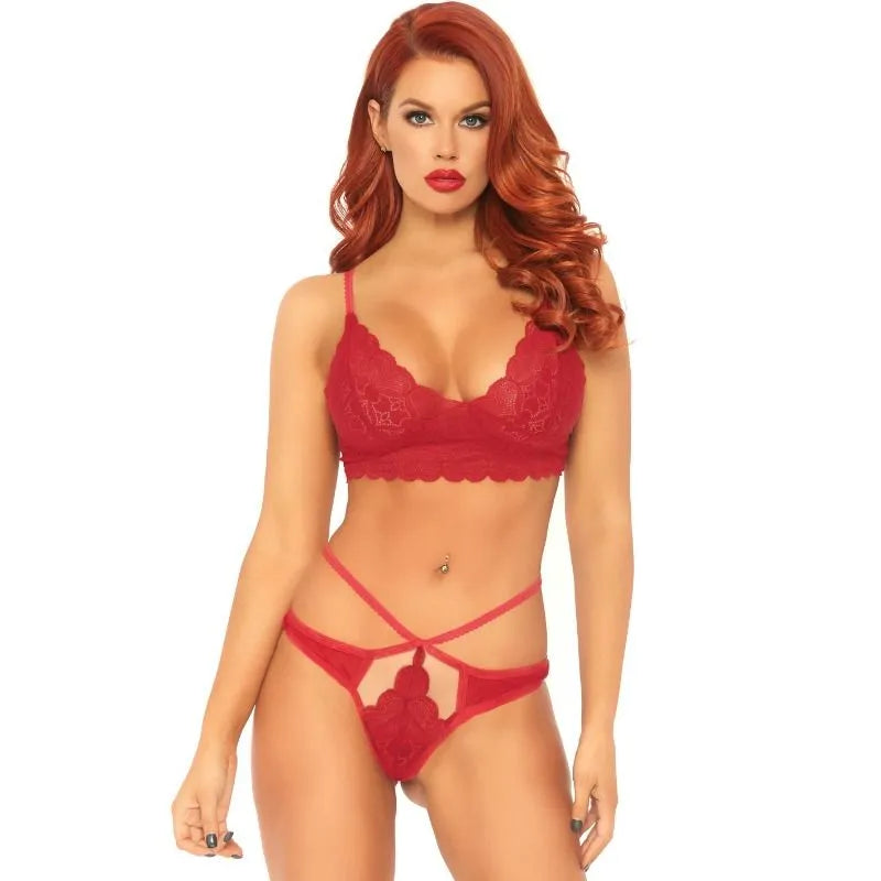 LEG AVENUE - ENSEMBLE 2 PIÈCES BRALETTE ET STRING DENTELLE