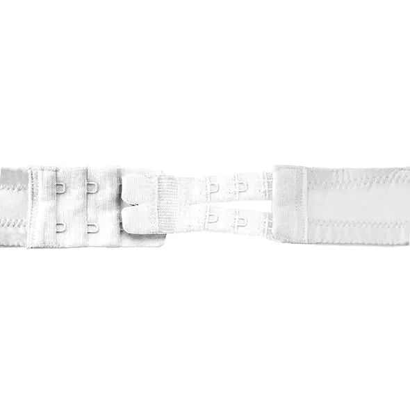 Rallonges de soutien-gorge blanches Bye Bra, 2 crochets, flexibles, pour ajuster la taille et améliorer le confort.