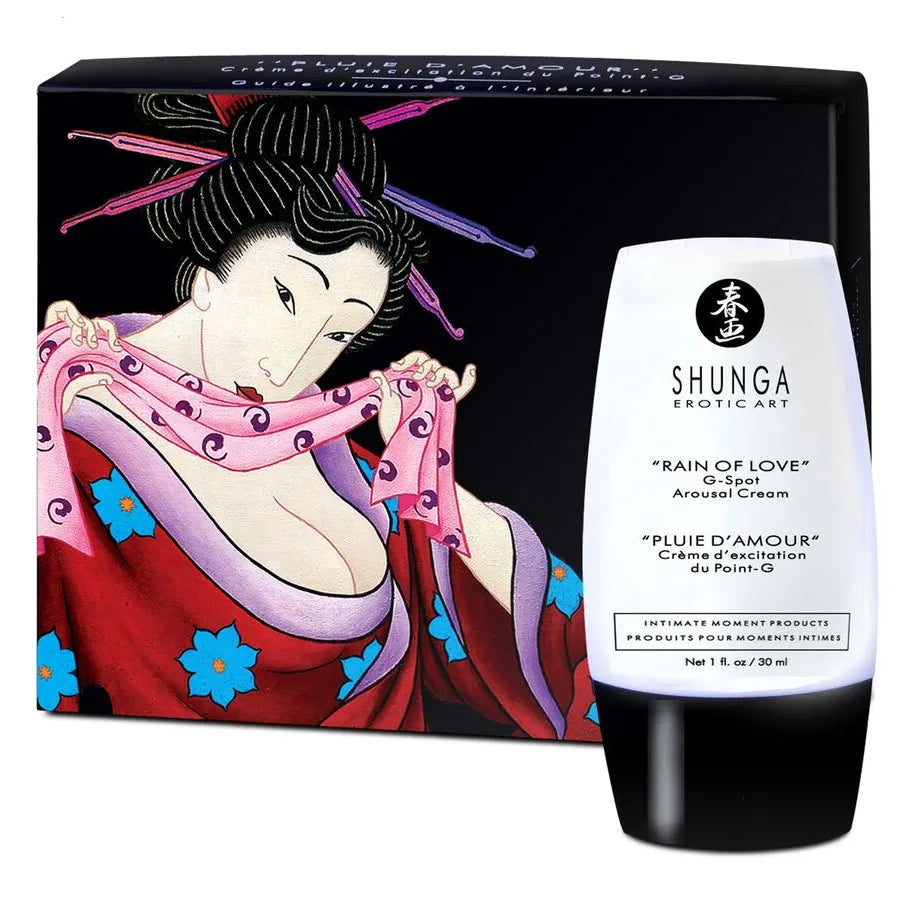 Crème stimulante Shunga Rain of Love pour stimulation du point G, 30ml, design japonais, hypoallergénique, compatible latex