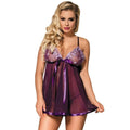Babydoll lingerie violette transparente lacets sexy avec string Subblime S/M