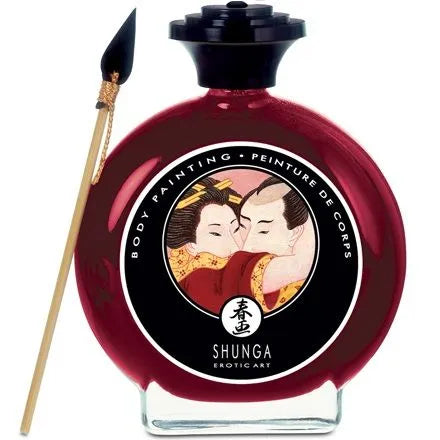 Peinture Corporelle Érotique Shunga Fraise Et Cava Art Intime aphrodisiaque Édition Limitée
