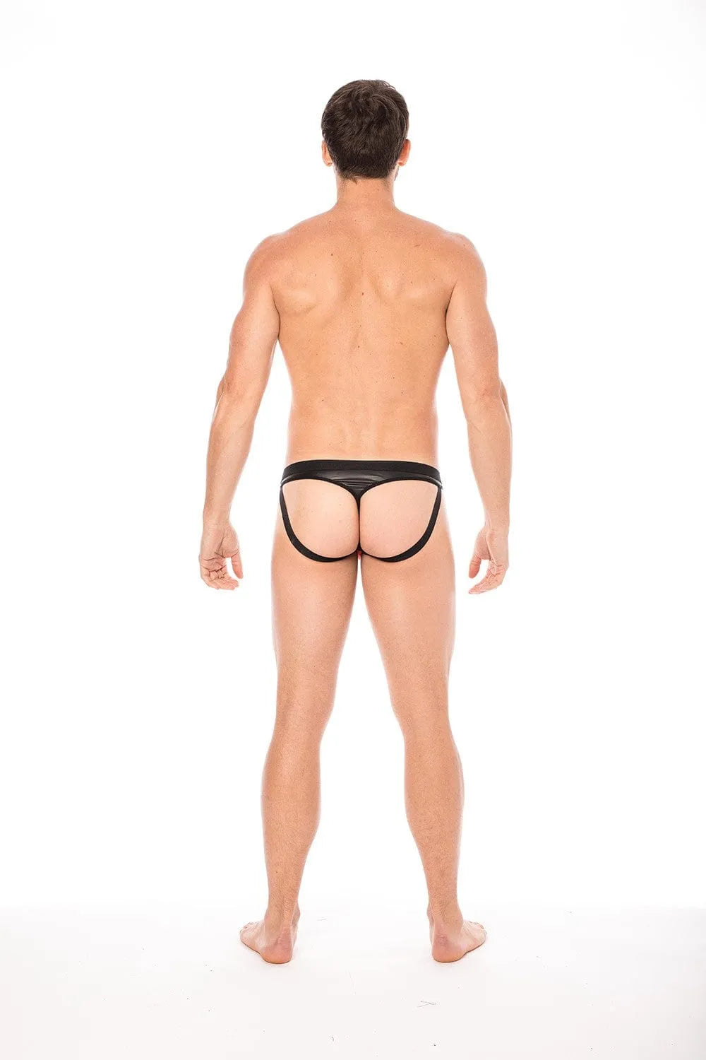 Jock Résille Rouge Simili Cuir Noir Sexy
