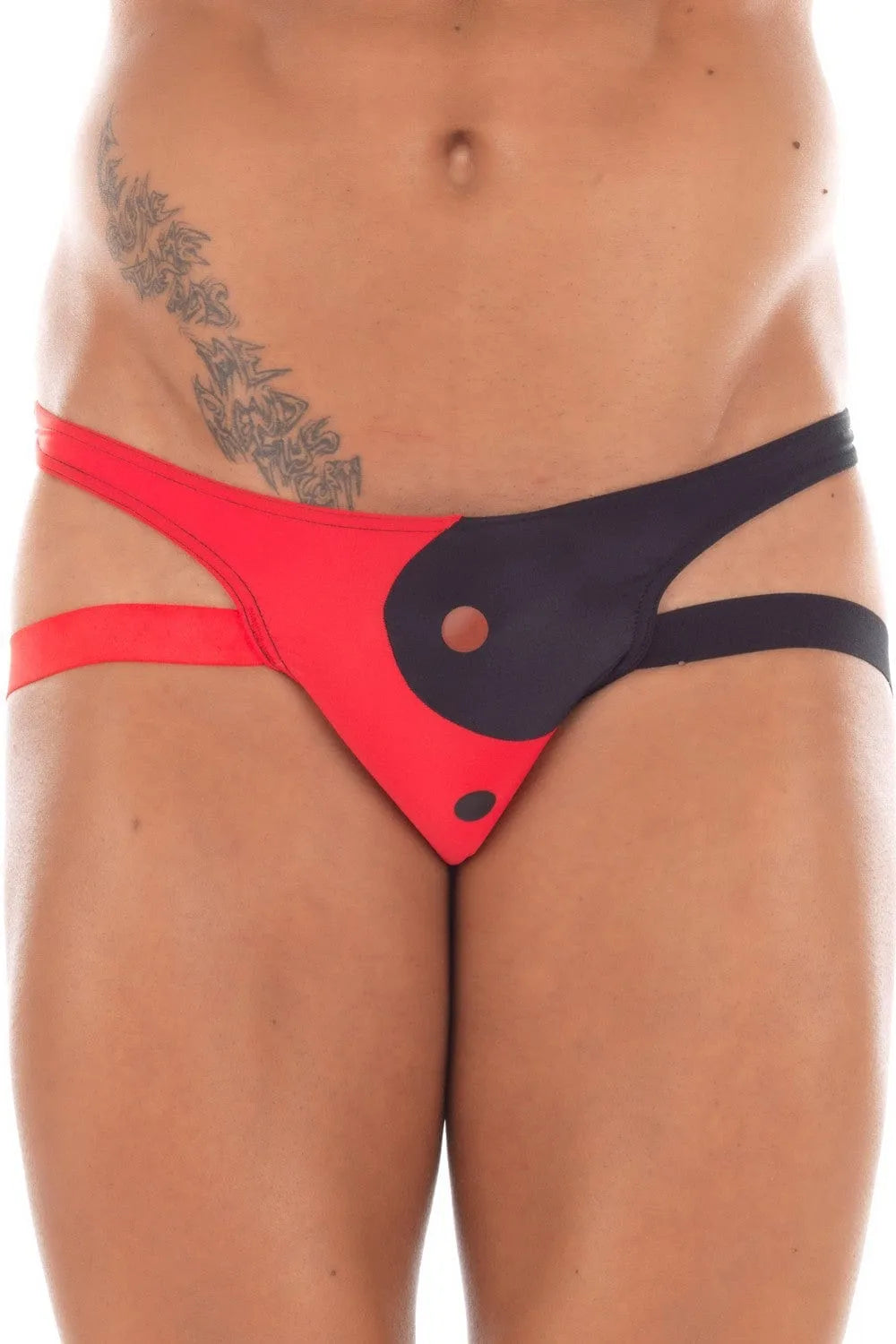 Jock Strap Rouge Noir Yin Yang Confortable