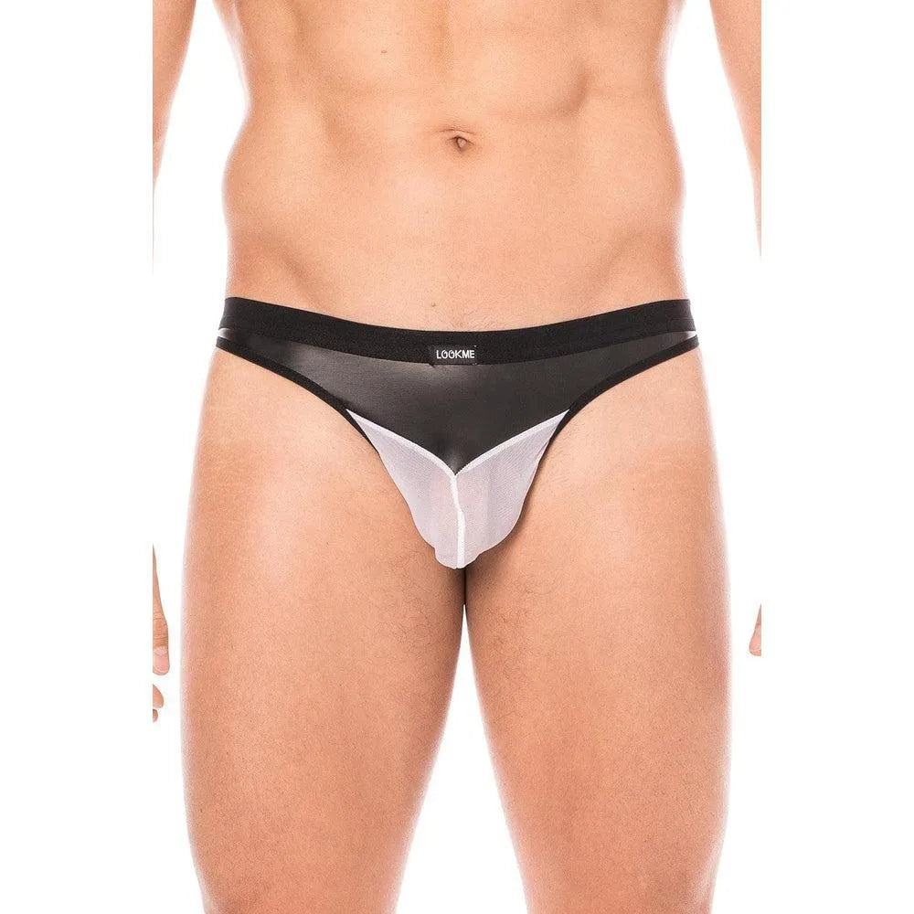 Jockstrap Résille Blanche Simili Cuir Noir