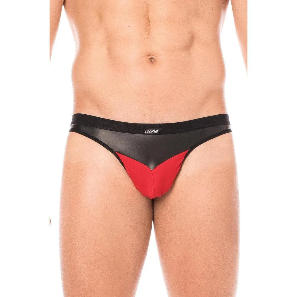 Jockstrap Rouge Confortable En Simili Cuir