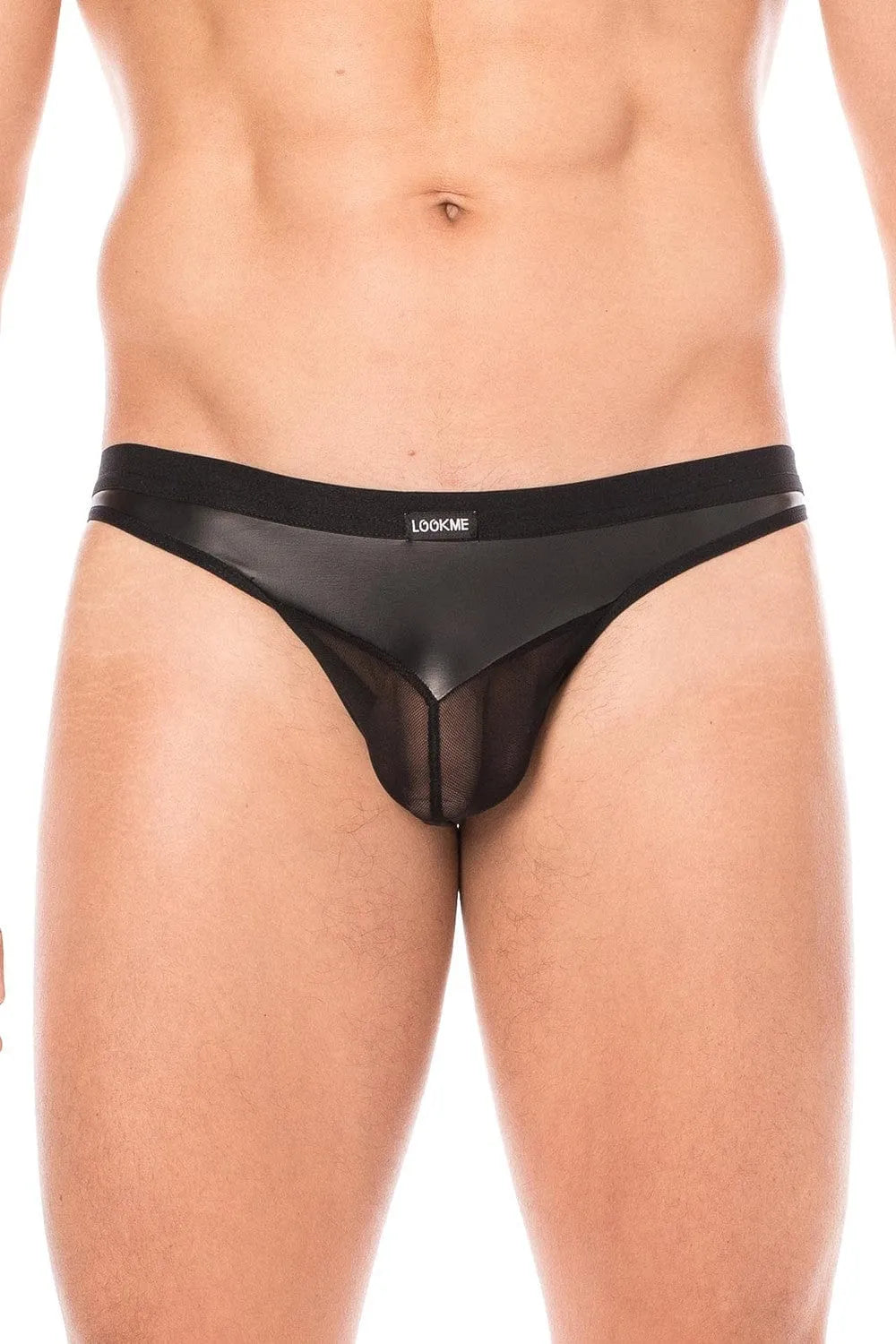 Jockstrap Sexy Résille Et Simili Cuir Noir