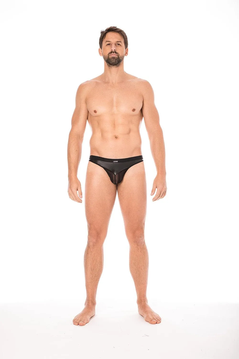 Jockstrap Sexy Résille Et Simili Cuir Noir