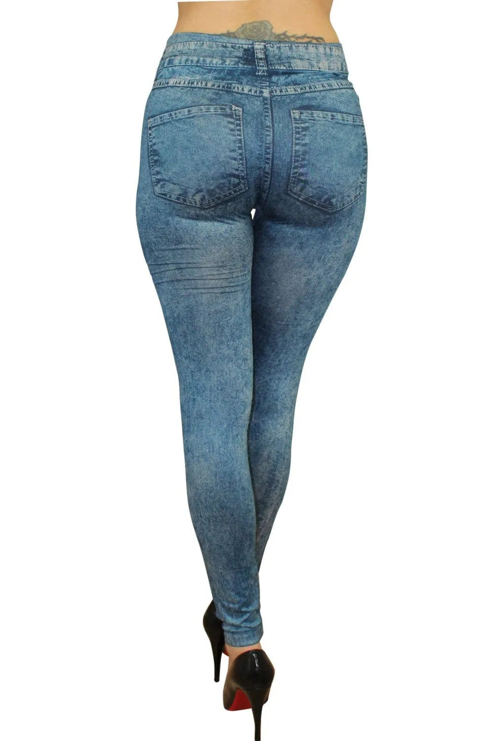 Legging Bleu Effet Jean Extensible Confortable