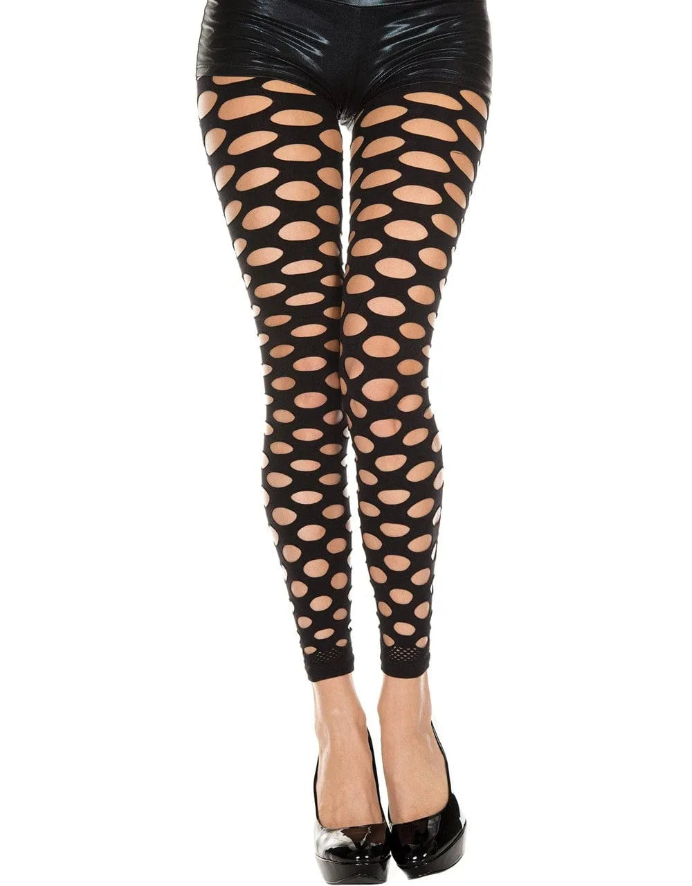 Legging Noir Moulant Effet Déchiré Sexy