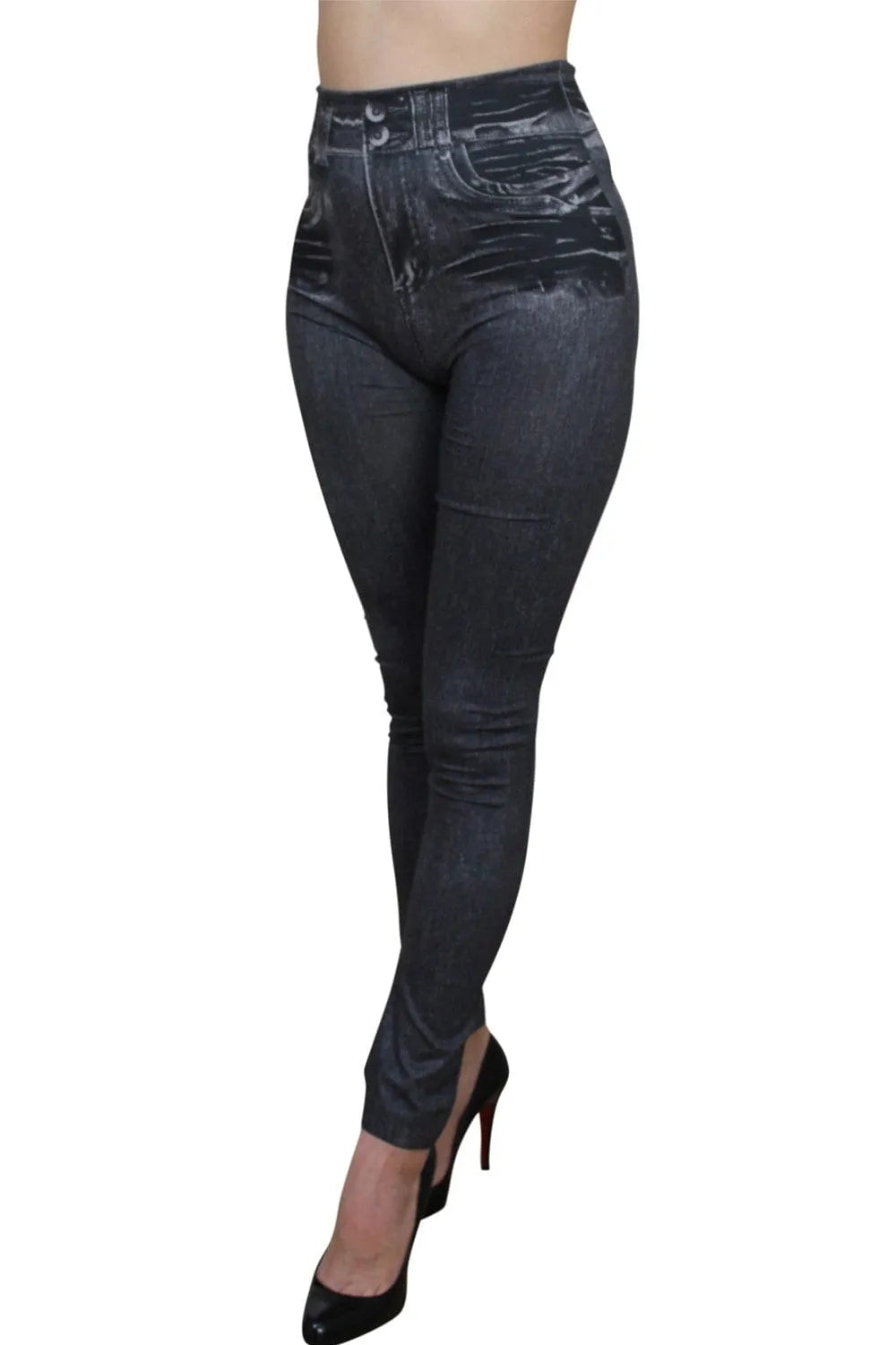 Legging Noir Moulant Effet Jean Usé
