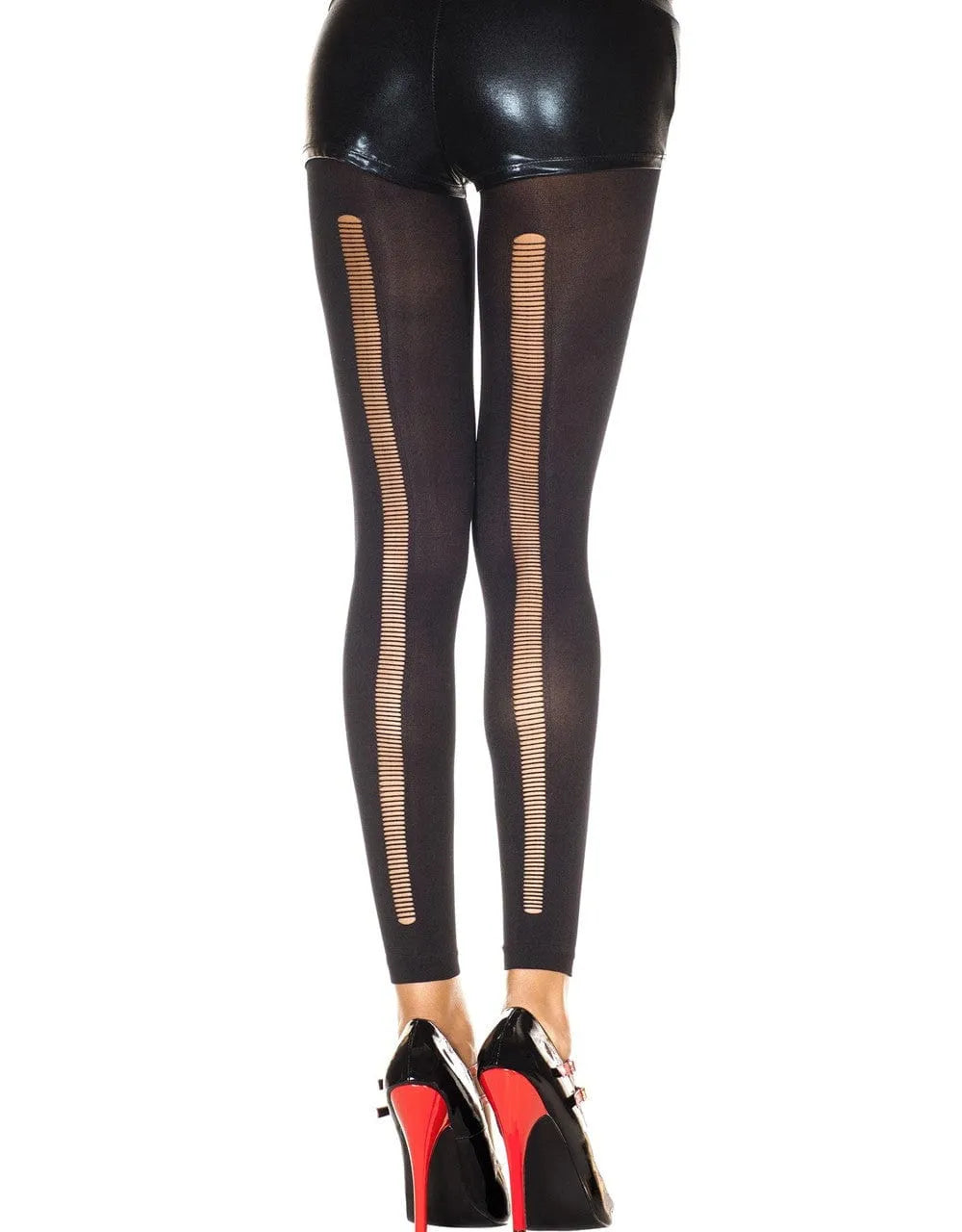 Legging Noir Opaque Effet Déchiré Tendance