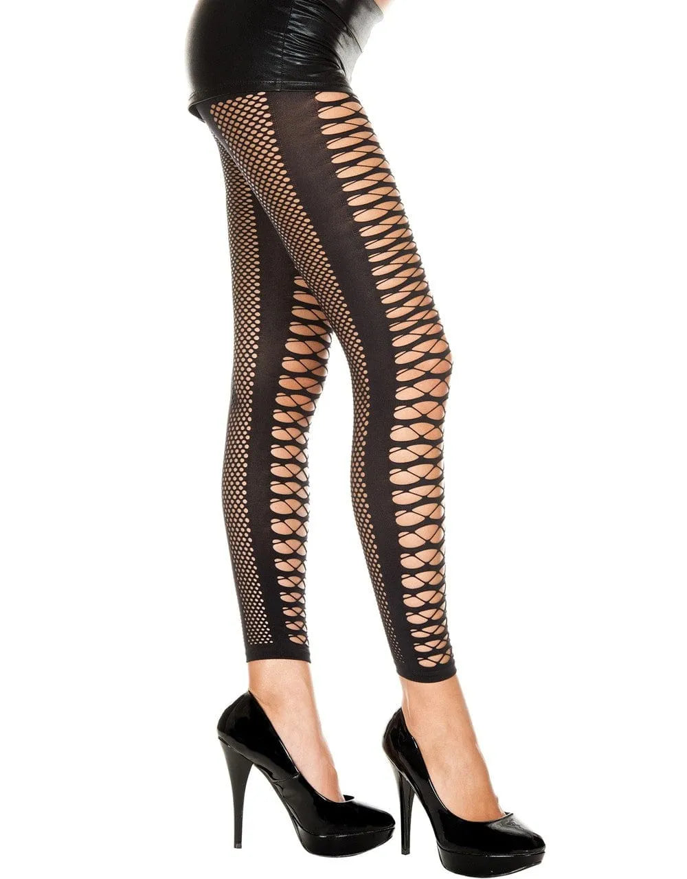 Legging Sexy Noir À Lanières Entrecroisées