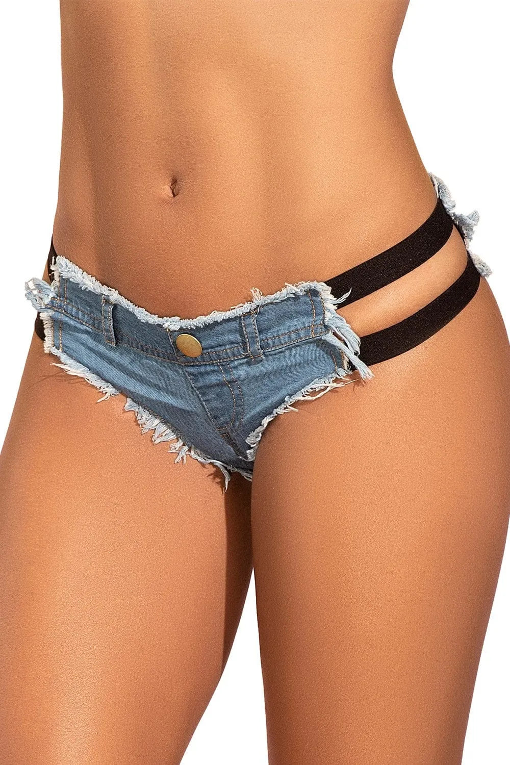 Lingerie Micro Short Effet Jean Coton Noir