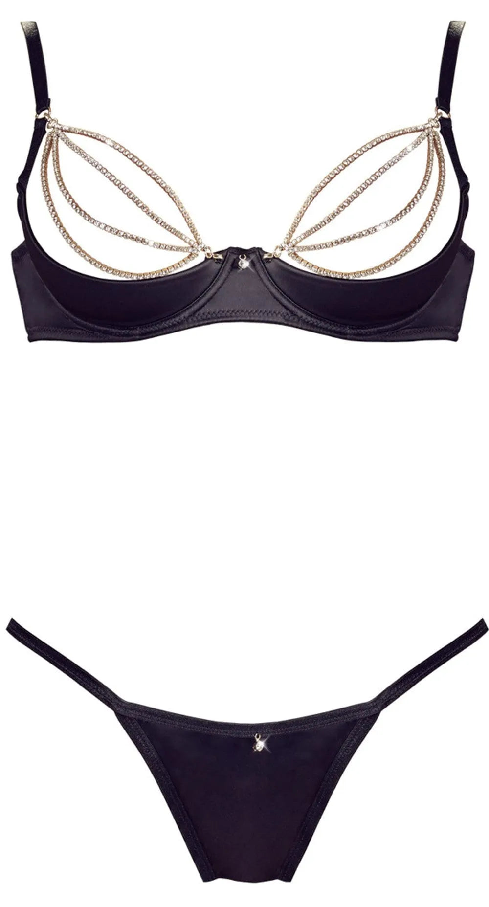 Lingerie Satin Soyeux Strass Dorés Luxe