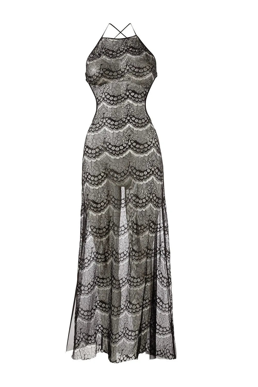 Longue Robe Dentelle Noire Dos Nu