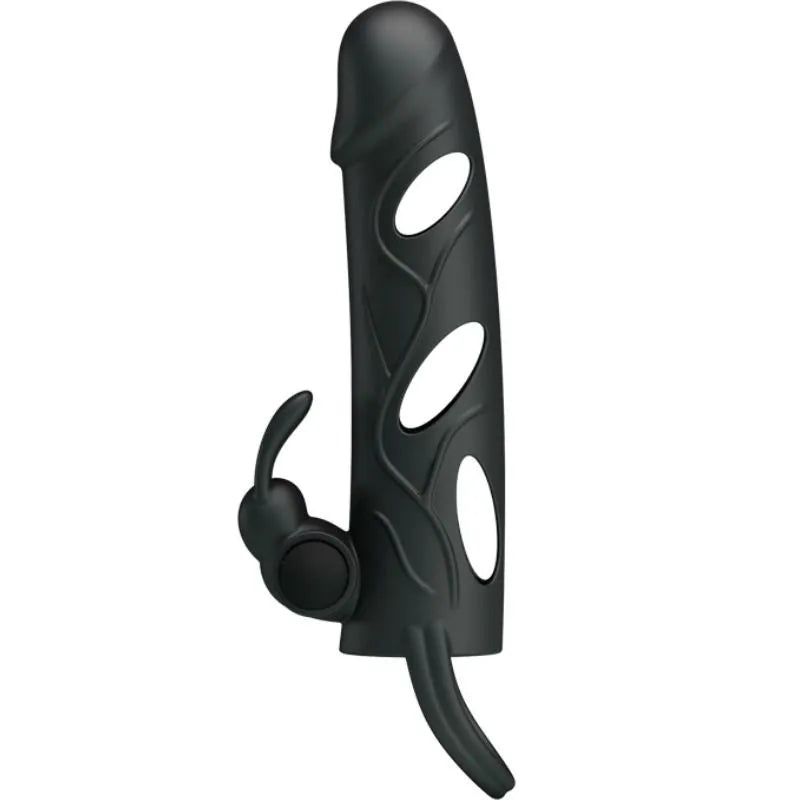 Manchon Pénien En Silicone Vibrant Imperméable Noir