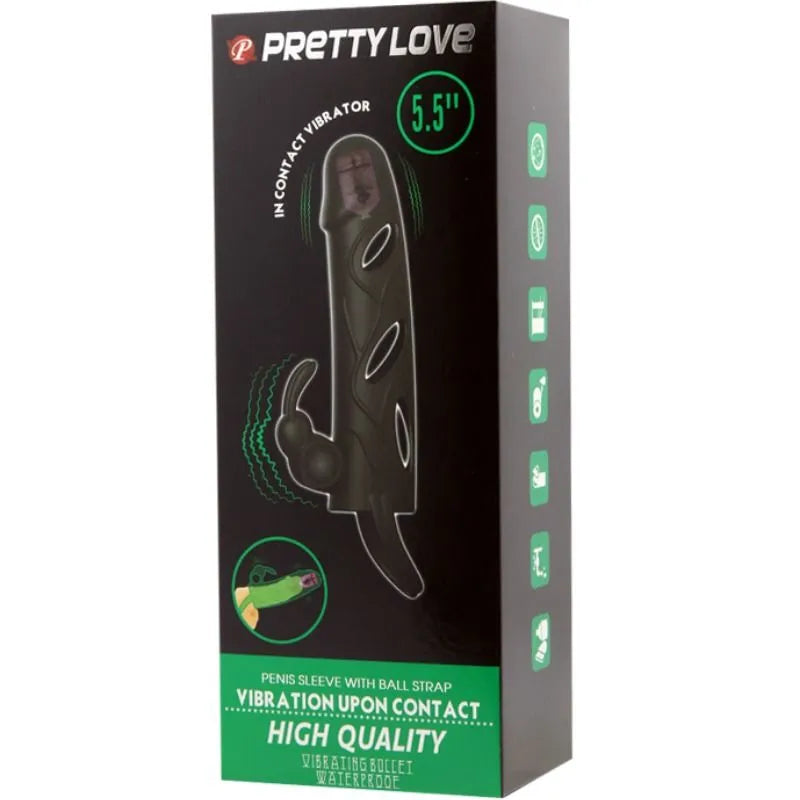 Manchon Pénien En Silicone Vibrant Imperméable Noir