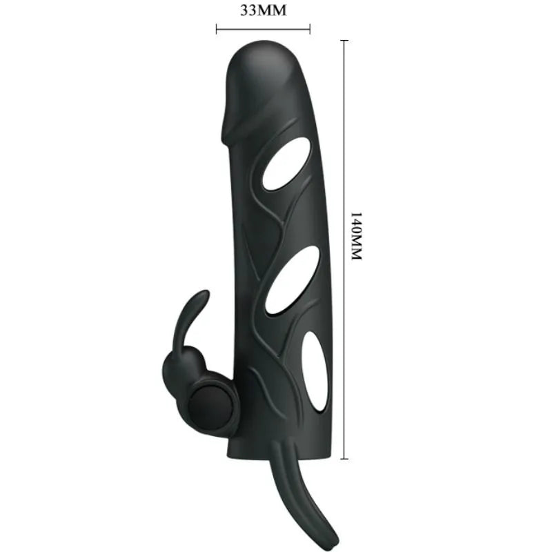 Manchon Pénien En Silicone Vibrant Imperméable Noir