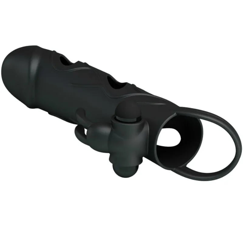 Manchon Pénien En Silicone Vibrant Imperméable Noir