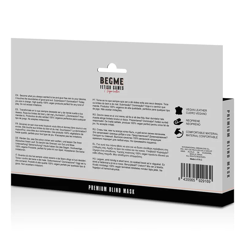 Masque Bdsm En Cuir Vegan Ajustable