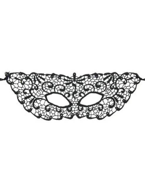 Masque Loup Noir Broderie Satinée Déguisement