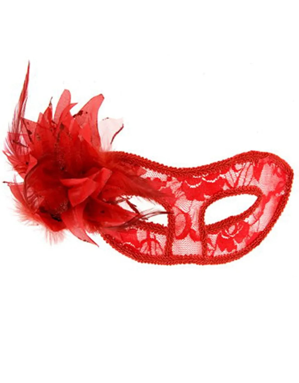 Masque Sexy Rouge En Dentelle Pour Soirée