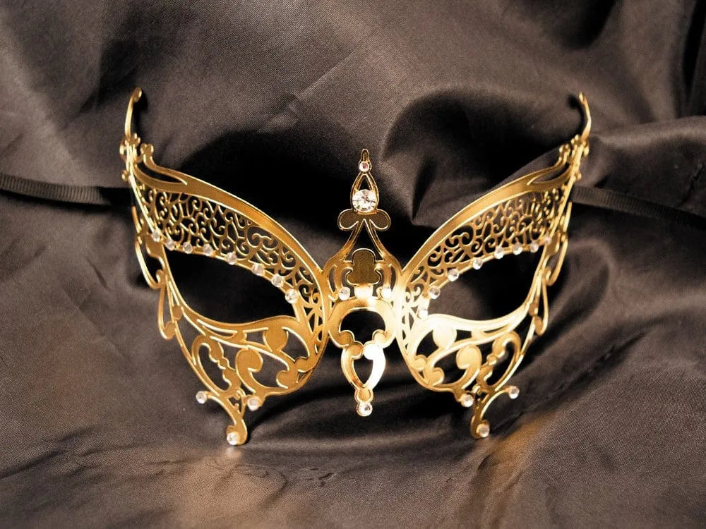 Masque Vénitien Doré Avec Strass En Gros