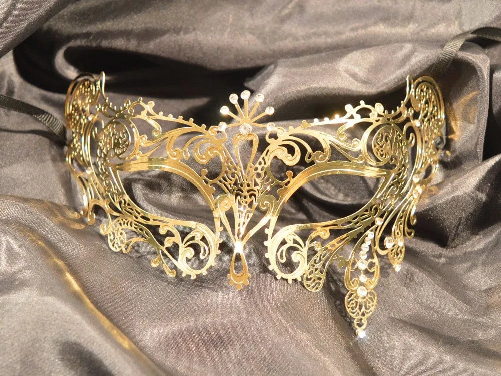 Masque Vénitien Doré Haut De Gamme Avec Strass