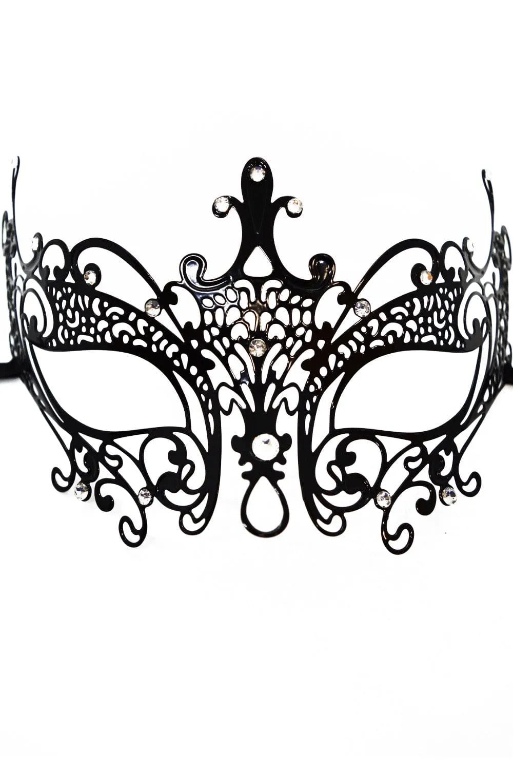 Masque Vénitien Noir En Métal Et Strass Pour Soirées