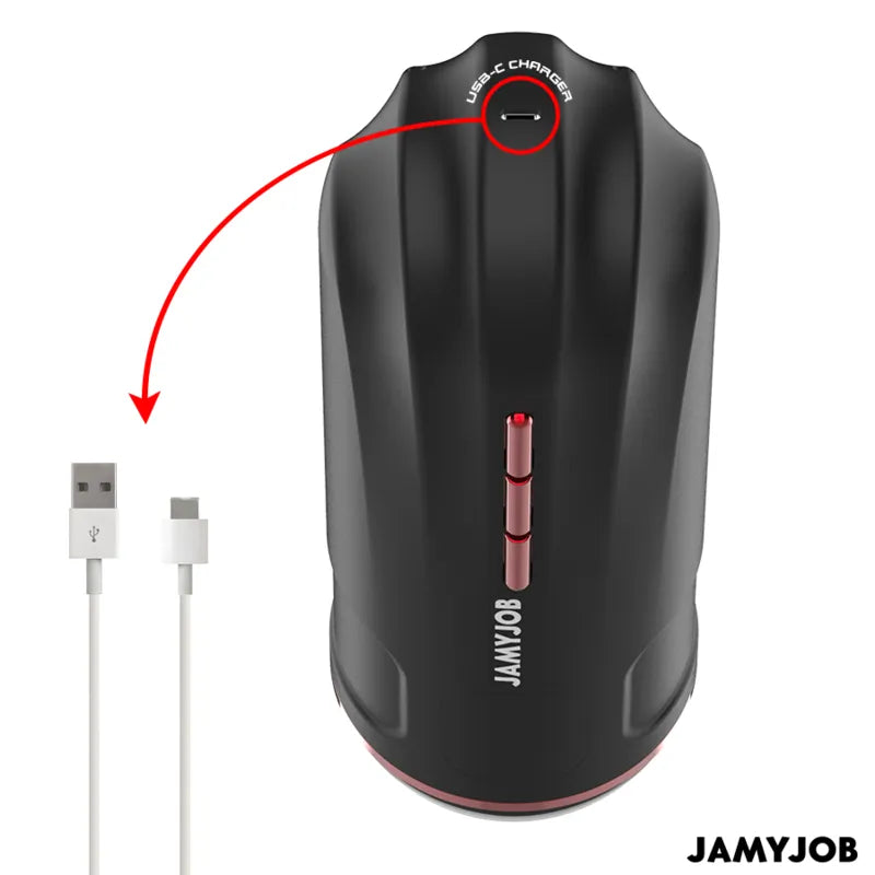 Masturbateur Automatique Silicone Noir Et Rouge