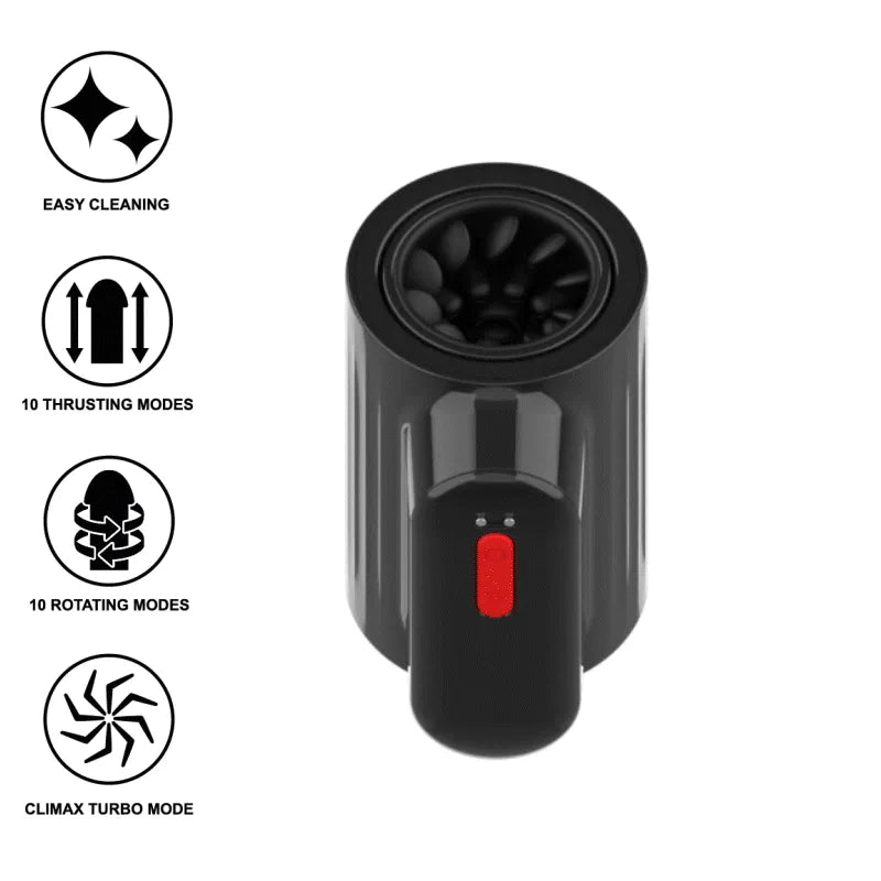 Masturbateur Masculin Silicone Noir Étanche Vortex
