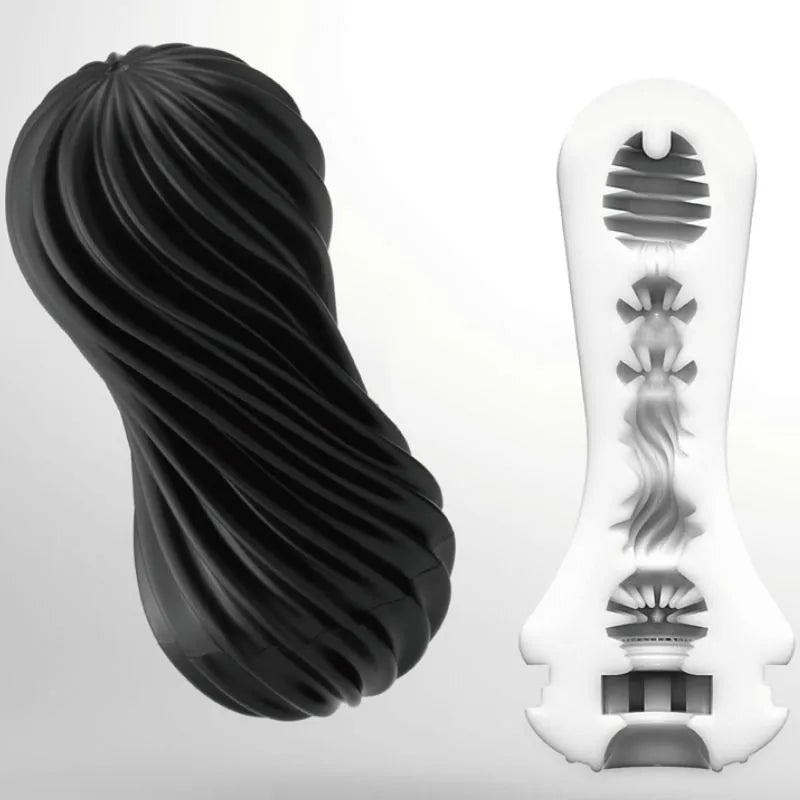 Masturbateur Masculin Spirale Flexible Noir