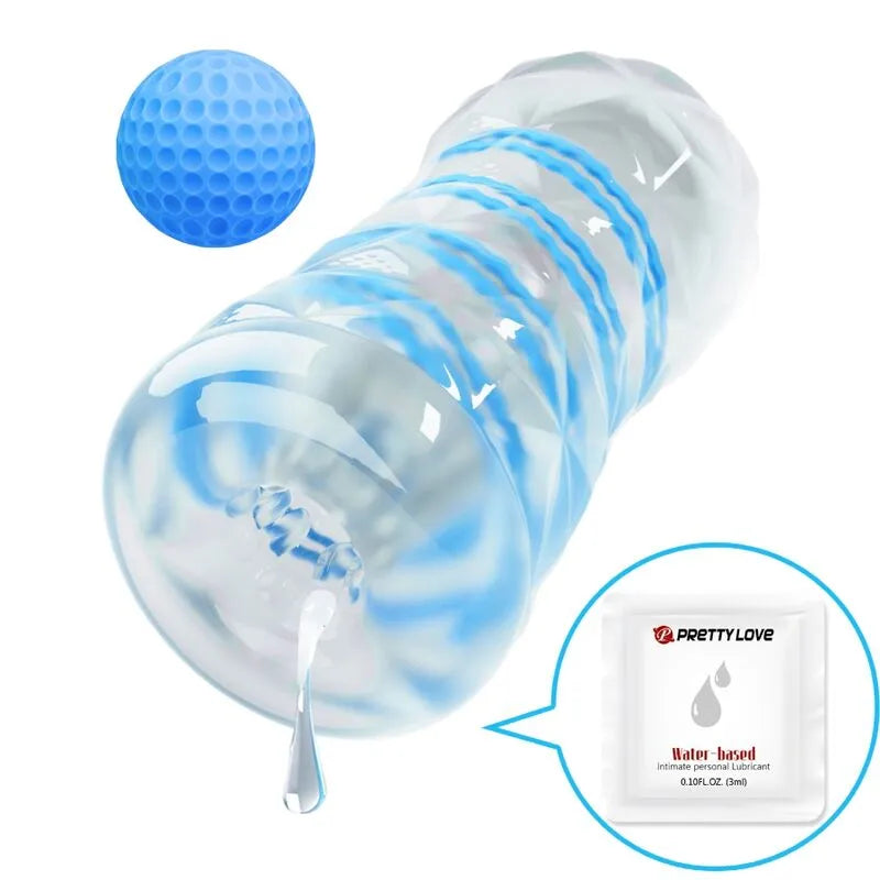 Masturbateur Transparent Spirale Rotative Réutilisable