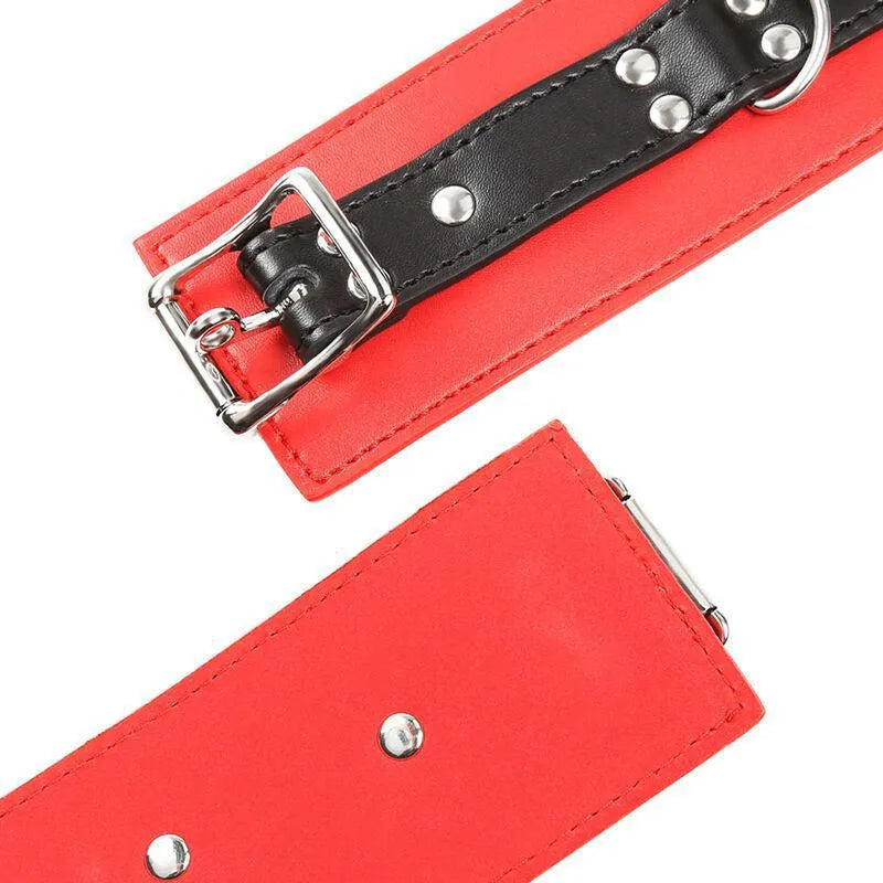 Menottes Ajustables Rouge Et Noir Pour Jeux De Contention